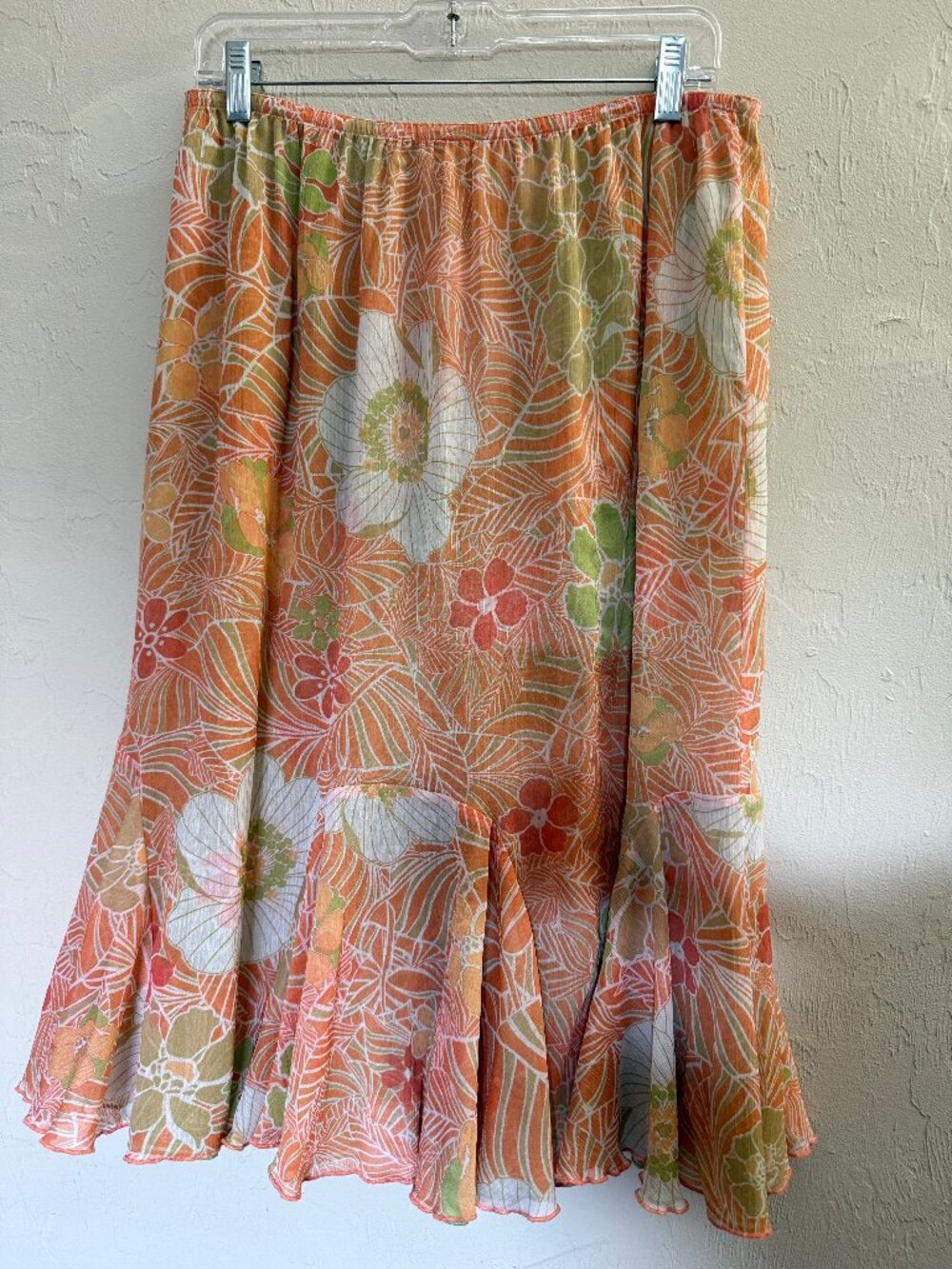 Reversable Floral Skirt, Orange, Green